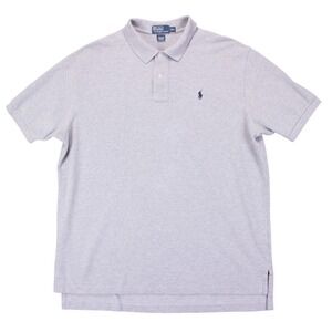 Vintage Polo Ralph Lauren Mens 2XL Gray Solid Pique Polo Shirt 100%‎ Cotton